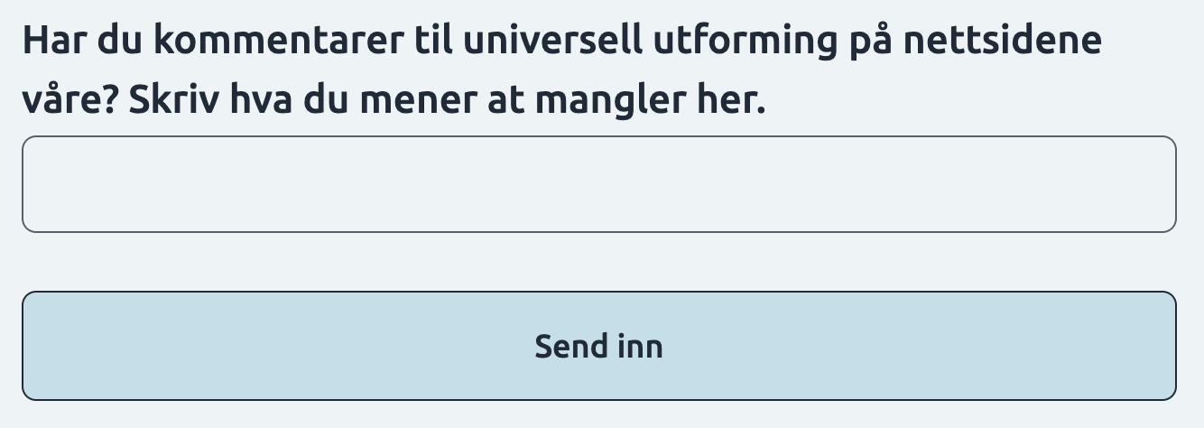 Oppfordring om å melde fra via digitalt innsendingsskjema om mangel på universell utforming