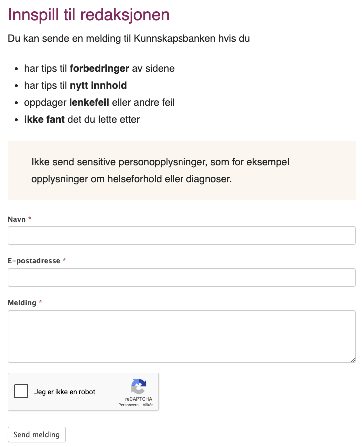 Oppfordring om å melde fra via digitalt innsendingsskjema om mangel på universell utforming